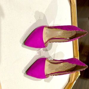 Jessica Simpson micro suede hot shot pink heels in size 10.